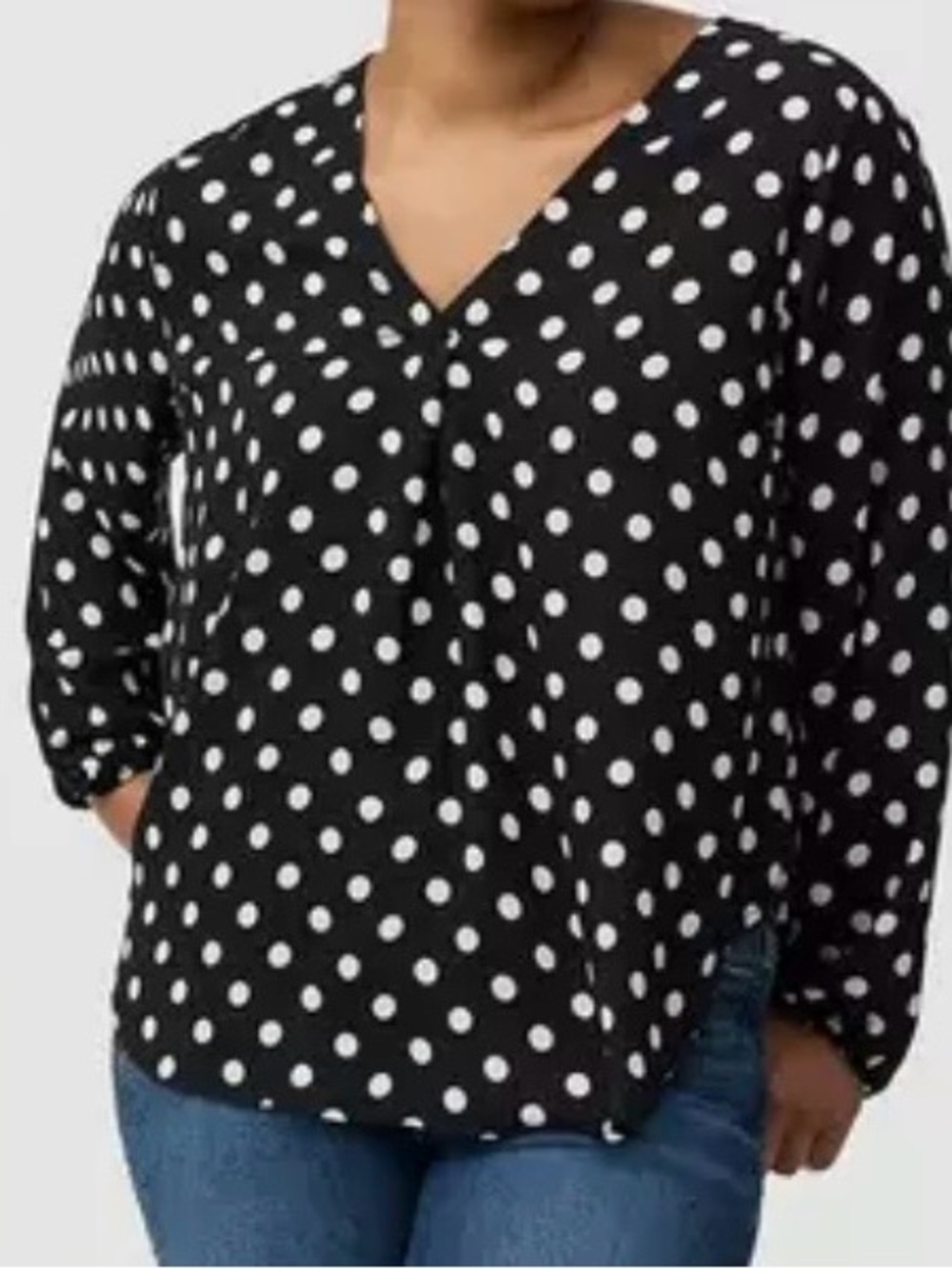 torrid Black & White Polka Dot V-Neck Blouse